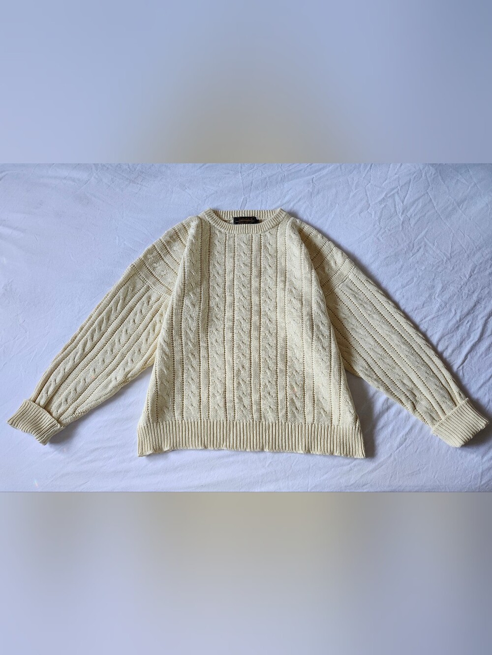 Vintage Eddie Bauer Cotton Knit Sweater In Butter Yellow